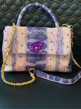 Women's Purple Snakeskin Top-Handle Bag